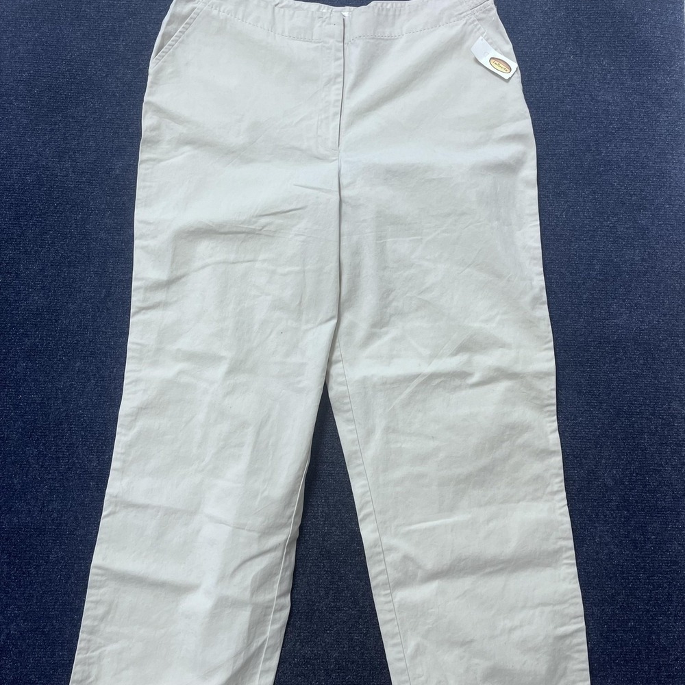 Talbots Pants Womens 16 Beige Khaki Chino Straight Leg Stretch Cotton Side Tabs‎